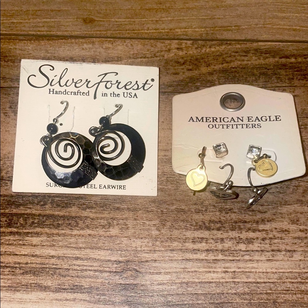 Silver Forrest & American eagle earrings